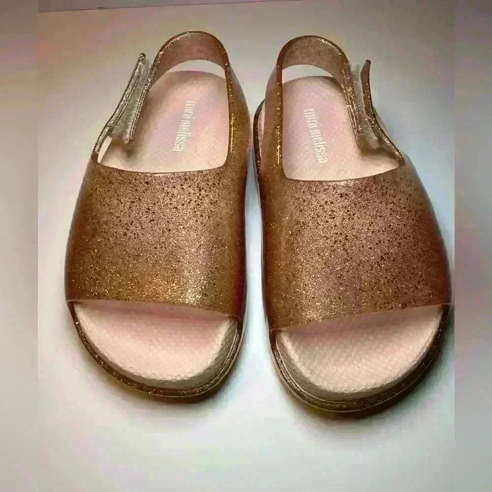 NWOT Mini Melissa Silver Glitter Sandals size baby 7